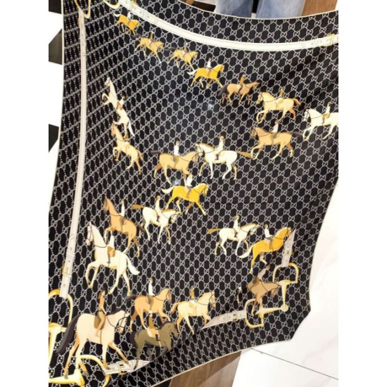 Premio Replica Scialle reversibile seta e lana Gucci con motivo a sella da equitazione 140  Imitazioni False Online