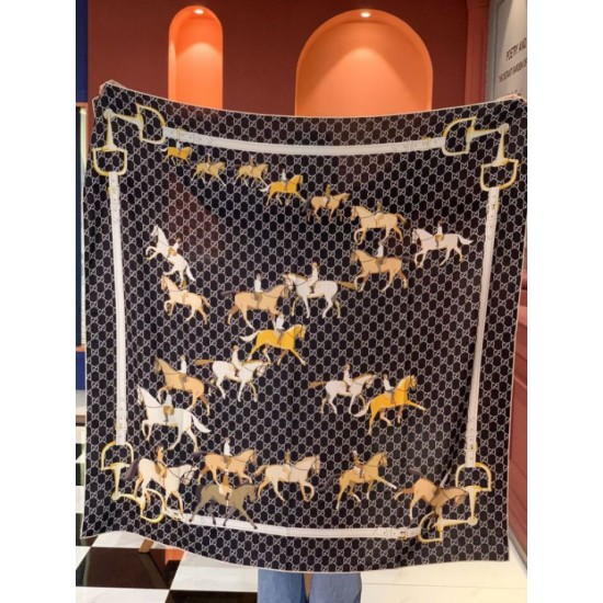 Premio Replica Scialle reversibile seta e lana Gucci con motivo a sella da equitazione 140  Imitazioni False Online