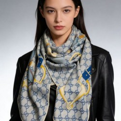 Premio Replica Scialle reversibile Gucci seta e cashmere Modello di equitazione 140 01 Imitazioni False Online