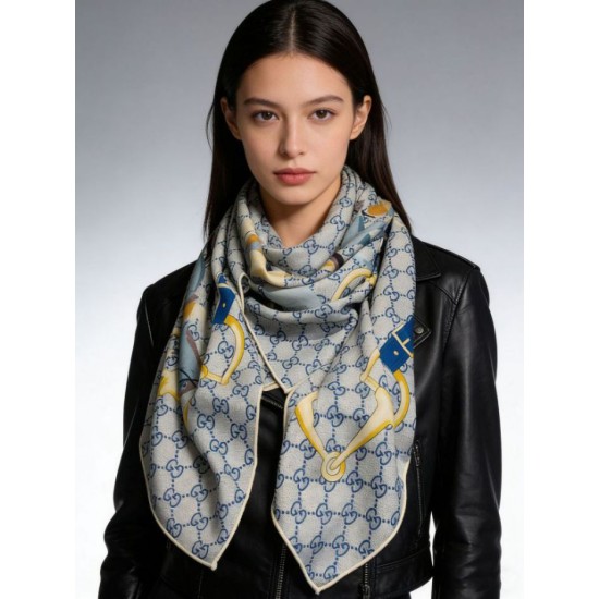 Premio Replica Scialle reversibile Gucci seta e cashmere Modello di equitazione 140 01 Imitazioni False Online