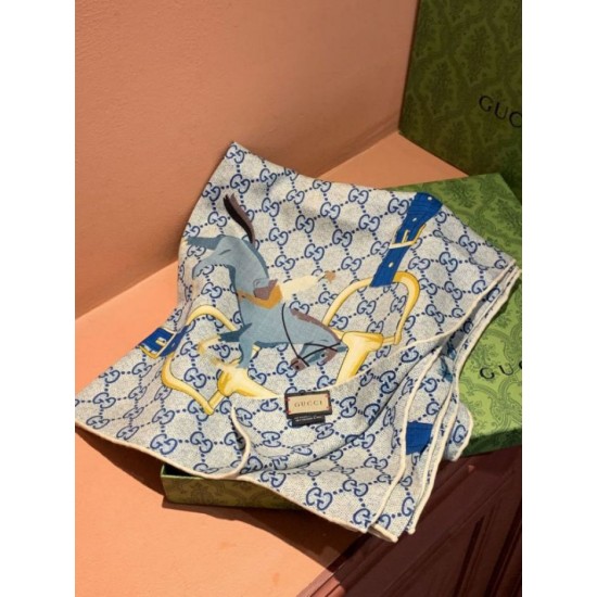 Premio Replica Scialle reversibile Gucci seta e cashmere Modello di equitazione 140 01 Imitazioni False Online