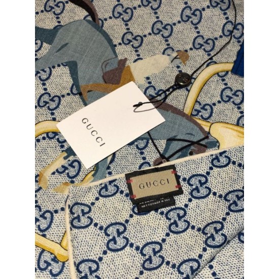 Premio Replica Scialle reversibile Gucci seta e cashmere Modello di equitazione 140 01 Imitazioni False Online