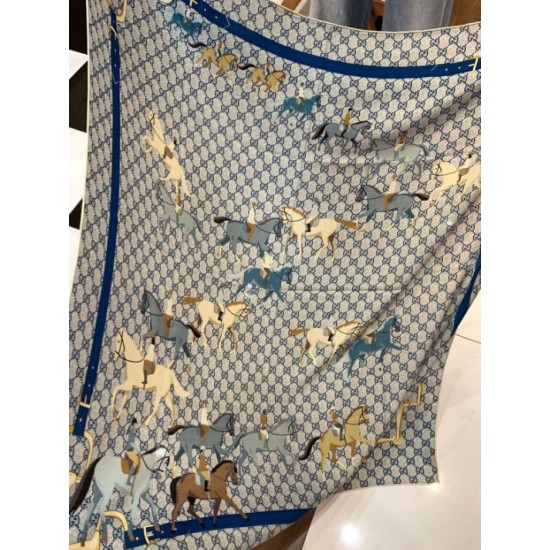 Premio Replica Scialle reversibile Gucci seta e cashmere Modello di equitazione 140 01 Imitazioni False Online