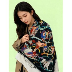 Premio Replica Scialle reversibile Gucci seta e cashmere Modello di equitazione 140 02 Imitazioni False Online