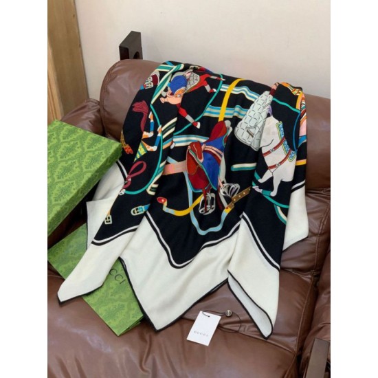 Replica Scialle reversibile Gucci seta e cashmere Modello di equitazione 140 02 Outlet Per Uomo e Donna Premio Replica Scialle reversibile Gucci seta e cashmere Modello di equitazione 140 02 Imitazioni False Online