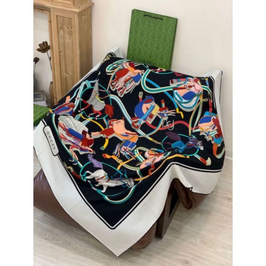 Replica Scialle reversibile Gucci seta e cashmere Modello di equitazione 140 02 Outlet Per Uomo e Donna Premio Replica Scialle reversibile Gucci seta e cashmere Modello di equitazione 140 02 Imitazioni False Online