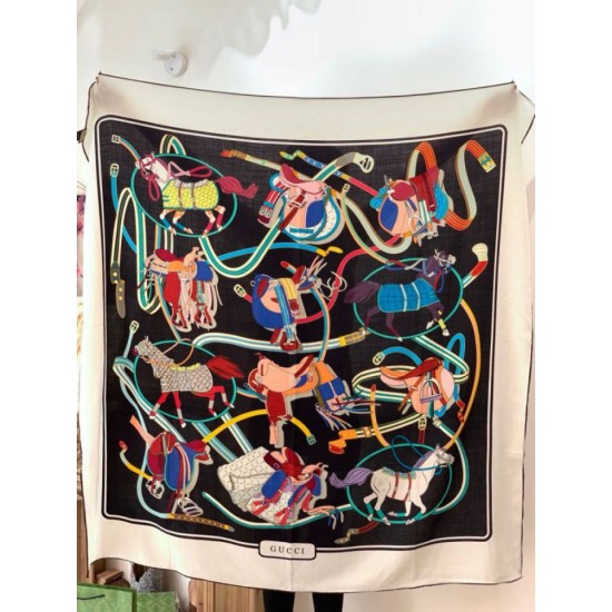 Replica Scialle reversibile Gucci seta e cashmere Modello di equitazione 140 02 Outlet Per Uomo e Donna Premio Replica Scialle reversibile Gucci seta e cashmere Modello di equitazione 140 02 Imitazioni False Online