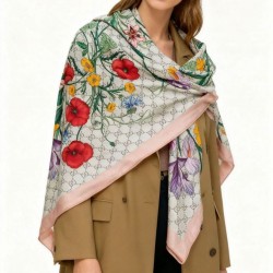Premio Replica Sciarpa Gucci seta e cashmere Stampa floreale 140 01 Imitazioni False Online