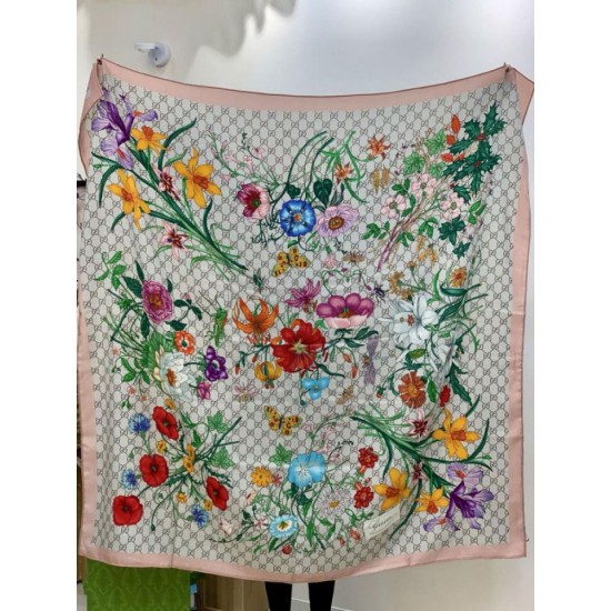 Premio Replica Sciarpa Gucci seta e cashmere Stampa floreale 140 01 Imitazioni False Online
