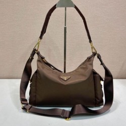 Premio Replica Borsa a spalla Prada Explore grande Re-Nylon 1BC264 Terra di Siena Imitazioni Outlet Online