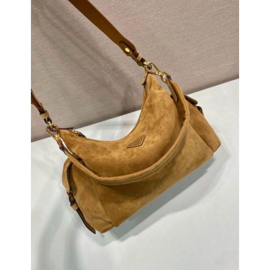 Replica Borsa a tracolla grande Prada Explore scamosciata 1BC264 Marrone False Online Clone Premio Replica Borsa a tracolla grande Prada Explore scamosciata 1BC264 Marrone Imitazioni Outlet Online