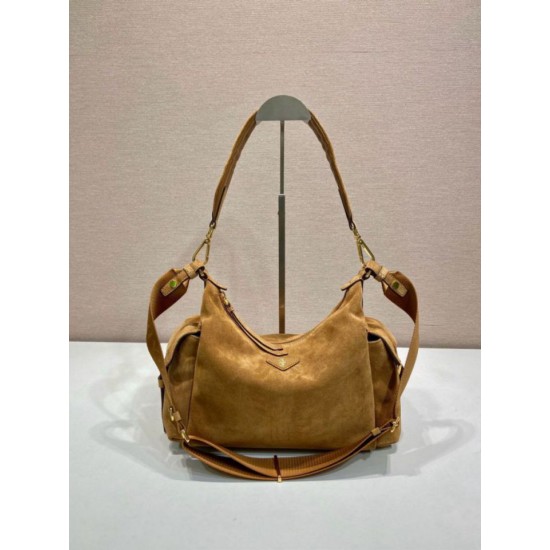 Replica Borsa a tracolla grande Prada Explore scamosciata 1BC264 Marrone False Online Clone Premio Replica Borsa a tracolla grande Prada Explore scamosciata 1BC264 Marrone Imitazioni Outlet Online