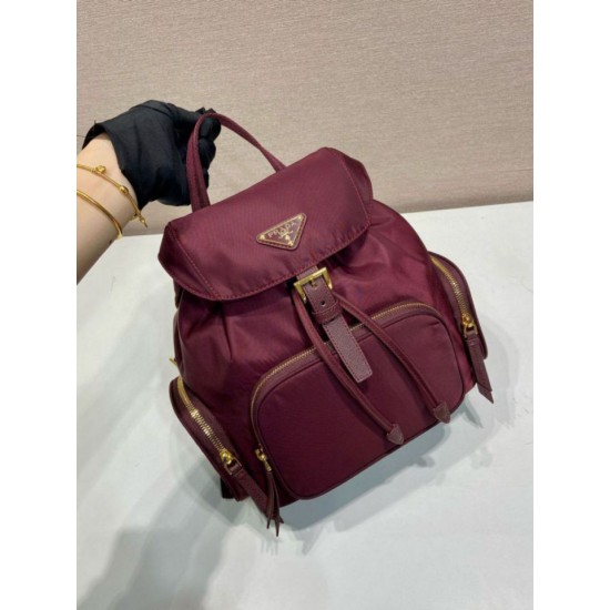 Premio Replica Zaino Prada medio Re-Nylon con marsupio 1BZ811 Borgogna Imitazioni Outlet Online