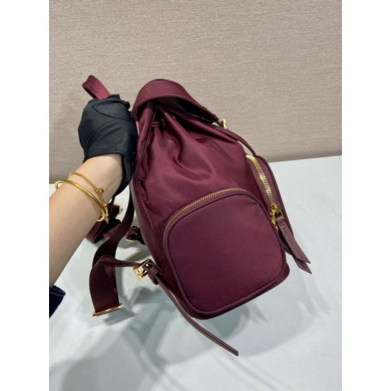 Premio Replica Zaino Prada medio Re-Nylon con marsupio 1BZ811 Borgogna Imitazioni Outlet Online