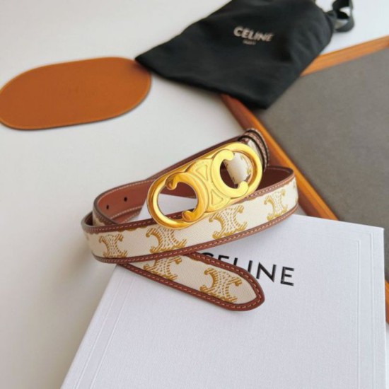 Premio Replica Cintura Celine Triomphe media 25mm con fibbia finitura oro Imitazioni Outlet Online