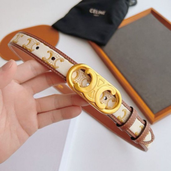 Premio Replica Cintura Celine Triomphe media 25mm con fibbia finitura oro Imitazioni Outlet Online