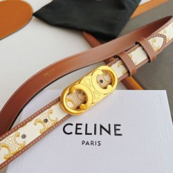 Premio Replica Cintura Celine Triomphe media 25mm con fibbia finitura oro Imitazioni Outlet Online
