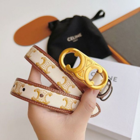 Premio Replica Cintura Celine Triomphe media 25mm con fibbia finitura oro Imitazioni Outlet Online