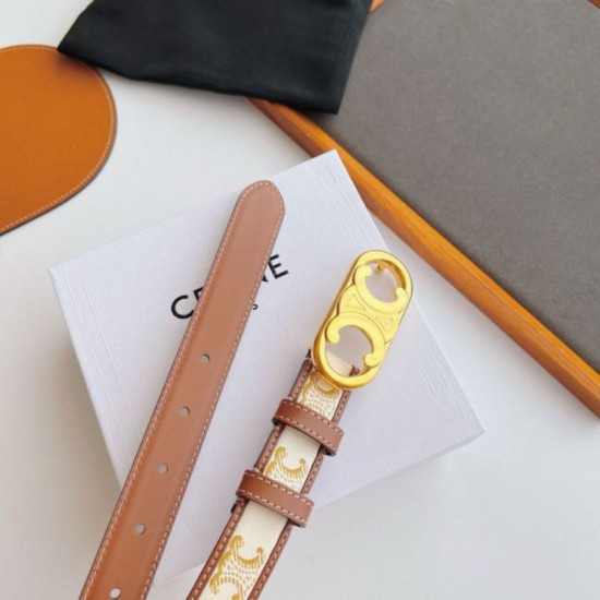 Premio Replica Cintura Celine Triomphe media 25mm con fibbia finitura oro Imitazioni Outlet Online