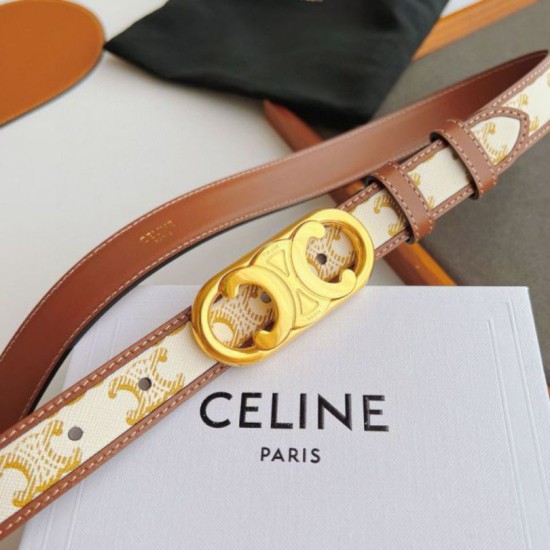 Premio Replica Cintura Celine Triomphe media 25mm con fibbia finitura oro Imitazioni Outlet Online