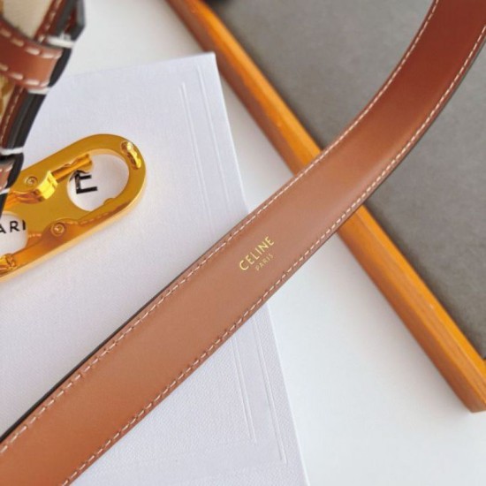 Premio Replica Cintura Celine Triomphe media 25mm con fibbia finitura oro Imitazioni Outlet Online
