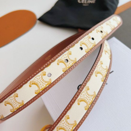Premio Replica Cintura Celine Triomphe media 25mm con fibbia finitura oro Imitazioni Outlet Online