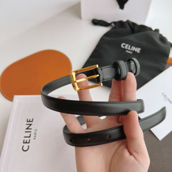 Premio Replica Cintura Celine Elegant Charm 18mm Nera finiture dorate Imitazioni Outlet Online