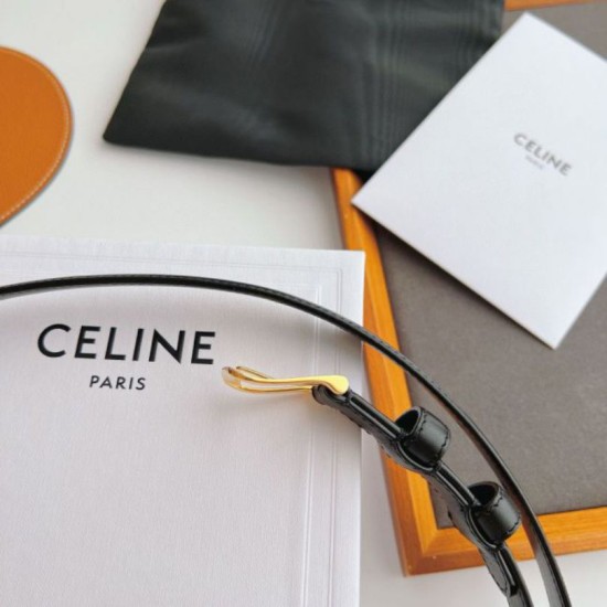Premio Replica Cintura Celine Elegant Charm 18mm Nera finiture dorate Imitazioni Outlet Online