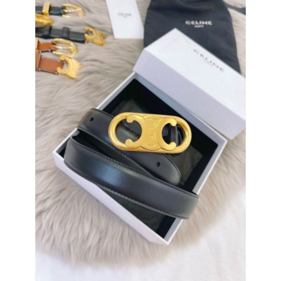 Premio Replica Cintura Celine Triomphe Media 25mm taurillon nero Imitazioni Outlet Online