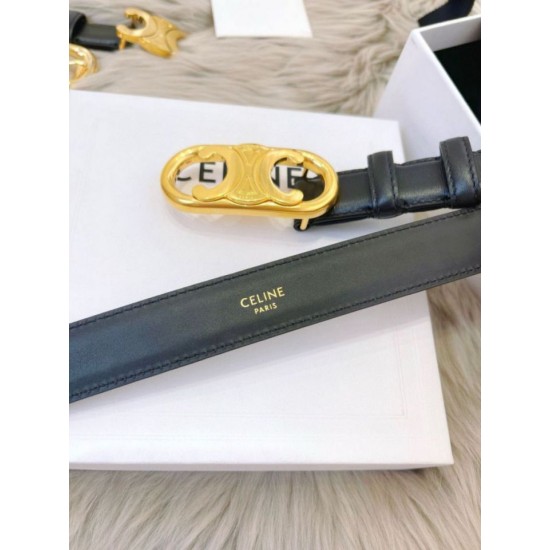 Premio Replica Cintura Celine Triomphe Media 25mm taurillon nero Imitazioni Outlet Online