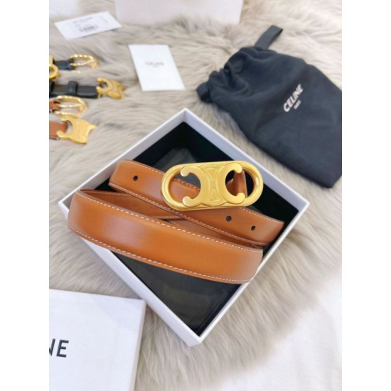 Premio Replica Cintura Celine Triomphe Media 25mm taurillon Marrone Imitazioni Outlet Online