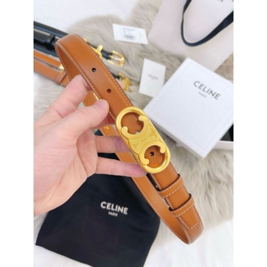 Premio Replica Cintura Celine Triomphe Media 25mm taurillon Marrone Imitazioni Outlet Online