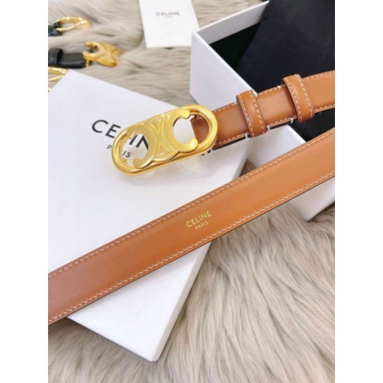 Premio Replica Cintura Celine Triomphe Media 25mm taurillon Marrone Imitazioni Outlet Online