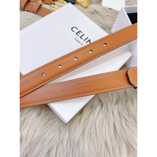 Premio Replica Cintura Celine Triomphe Media 25mm taurillon Marrone Imitazioni Outlet Online
