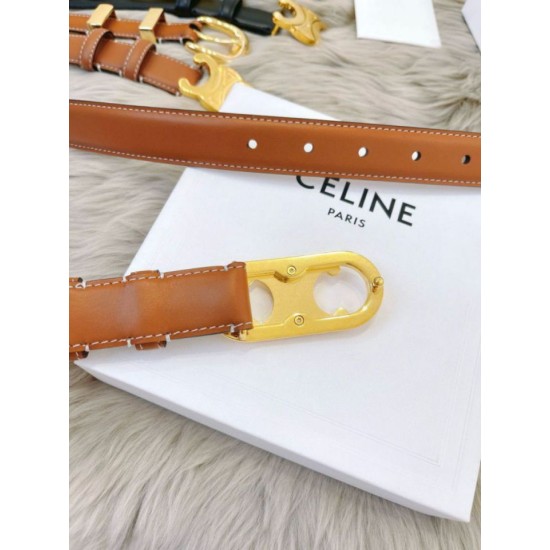 Premio Replica Cintura Celine Triomphe Media 25mm taurillon Marrone Imitazioni Outlet Online