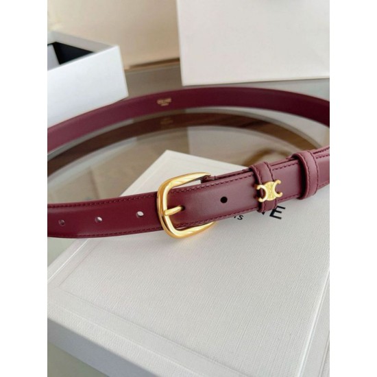 Premio Replica Cintura Vivienne Celine Medium 25mm in pelle di vitello naturale Borgogna Imitazioni Outlet Online