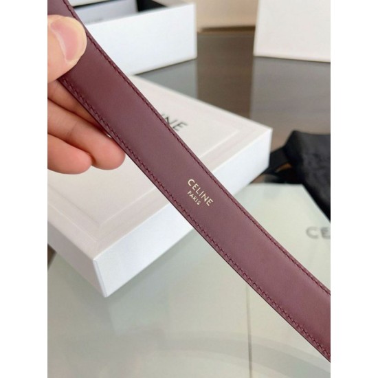 Premio Replica Cintura Vivienne Celine Medium 25mm in pelle di vitello naturale Borgogna Imitazioni Outlet Online