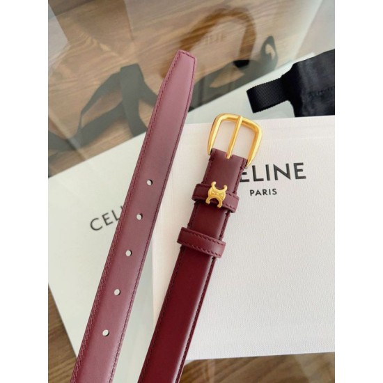 Premio Replica Cintura Vivienne Celine Medium 25mm in pelle di vitello naturale Borgogna Imitazioni Outlet Online