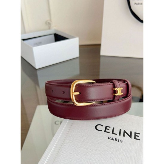 Premio Replica Cintura Vivienne Celine Medium 25mm in pelle di vitello naturale Borgogna Imitazioni Outlet Online