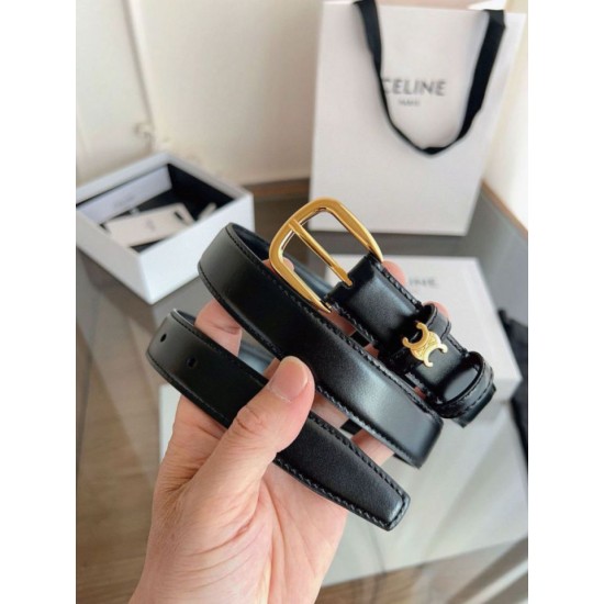 Premio Replica Cintura Vivienne Celine Medium 25mm in pelle di vitello naturale Nero Imitazioni Outlet Online