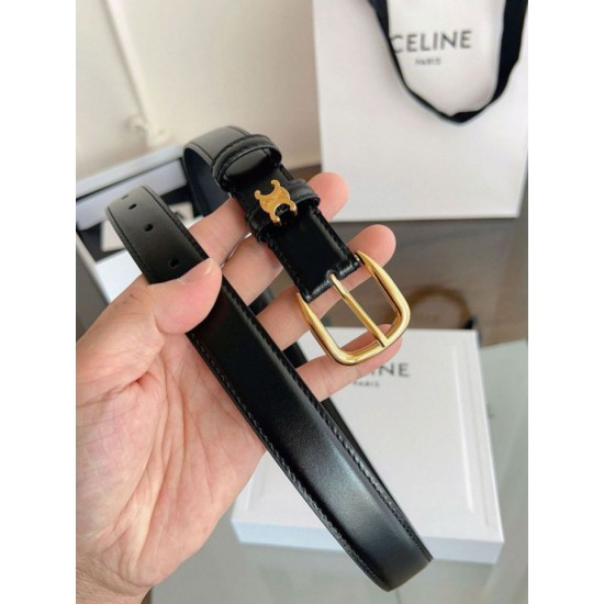 Premio Replica Cintura Vivienne Celine Medium 25mm in pelle di vitello naturale Nero Imitazioni Outlet Online