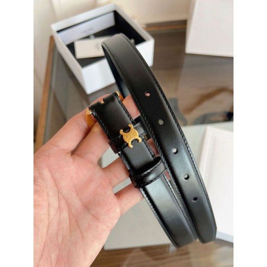 Premio Replica Cintura Vivienne Celine Medium 25mm in pelle di vitello naturale Nero Imitazioni Outlet Online