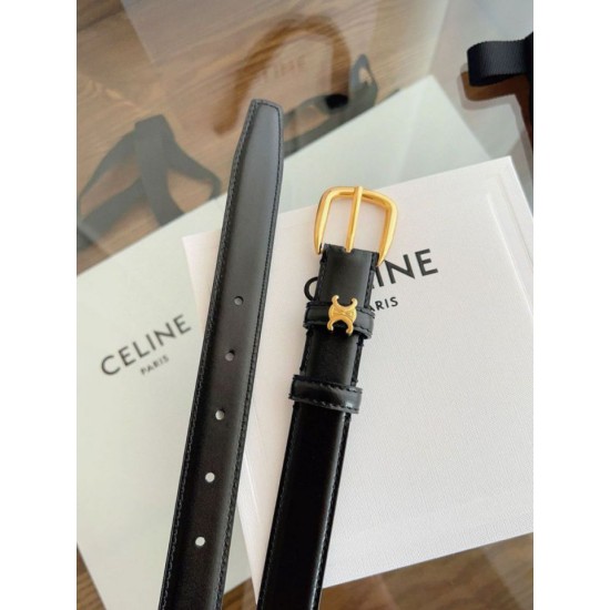 Premio Replica Cintura Vivienne Celine Medium 25mm in pelle di vitello naturale Nero Imitazioni Outlet Online