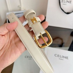 Premio Replica Cintura Vivienne Celine Medium 25mm in pelle di vitello naturale Bianco Imitazioni Outlet Online