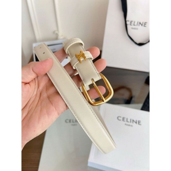 Premio Replica Cintura Vivienne Celine Medium 25mm in pelle di vitello naturale Bianco Imitazioni Outlet Online