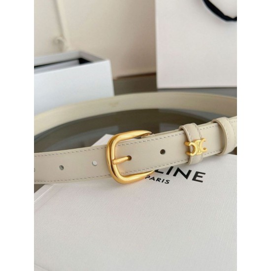 Premio Replica Cintura Vivienne Celine Medium 25mm in pelle di vitello naturale Bianco Imitazioni Outlet Online