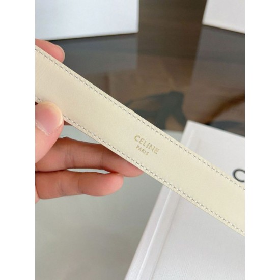 Premio Replica Cintura Vivienne Celine Medium 25mm in pelle di vitello naturale Bianco Imitazioni Outlet Online