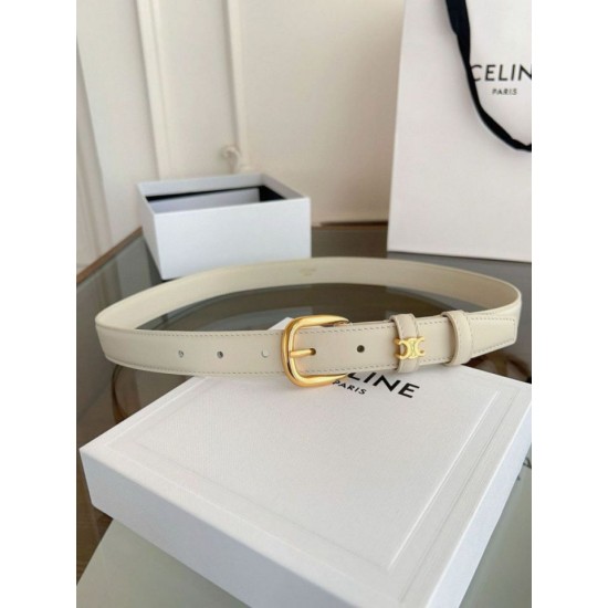 Premio Replica Cintura Vivienne Celine Medium 25mm in pelle di vitello naturale Bianco Imitazioni Outlet Online