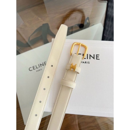 Premio Replica Cintura Vivienne Celine Medium 25mm in pelle di vitello naturale Bianco Imitazioni Outlet Online