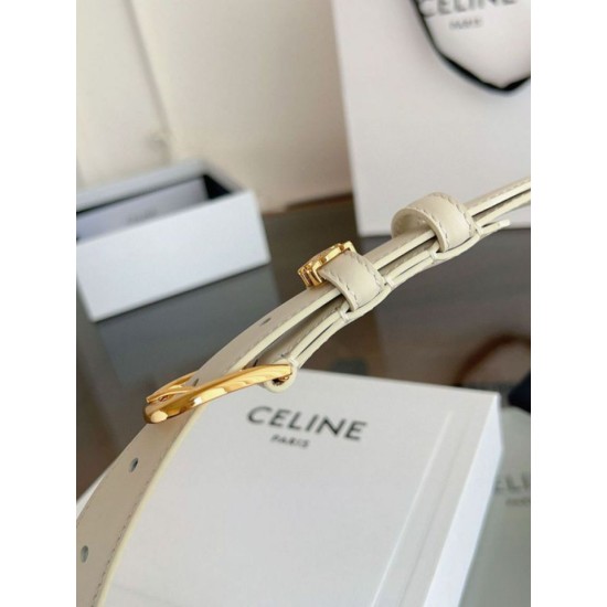 Premio Replica Cintura Vivienne Celine Medium 25mm in pelle di vitello naturale Bianco Imitazioni Outlet Online